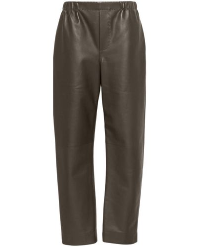 Bottega Veneta Leather Straight Trousers - Grey