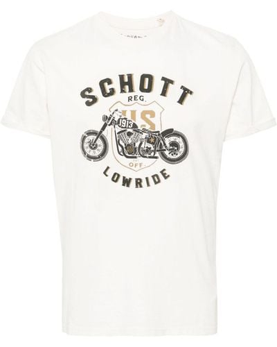 Schott Nyc Biker cotton T-shirt - Blanco
