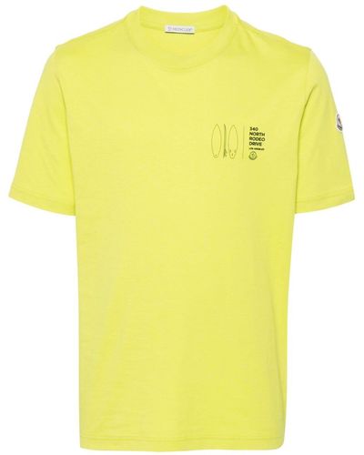 Moncler Surfboard-print Cotton T-shirt - Yellow