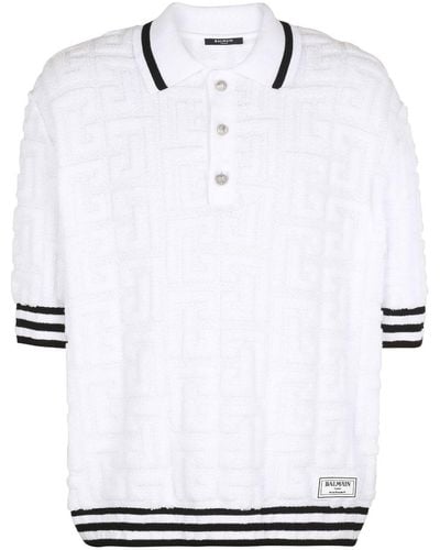 Balmain モノグラム ポロシャツ - ホワイト