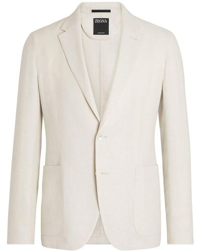 Zegna Microstructured Linen-wool Shirt Jacket - Natural