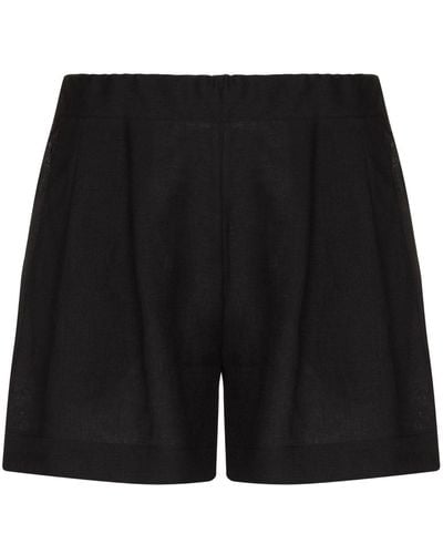 Asceno Organic Linen Elasticated Shorts - Black