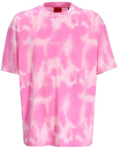 HUGO Tie-dye Logo-print T-shirt - Pink