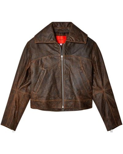 Eckhaus Latta Hide Leather Jacket - Brown