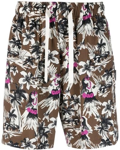 Palm Angels Shorts Met Print - Zwart