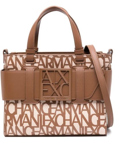 Armani Exchange Logo-plaque Zip-fastening Tote Bag - Brown