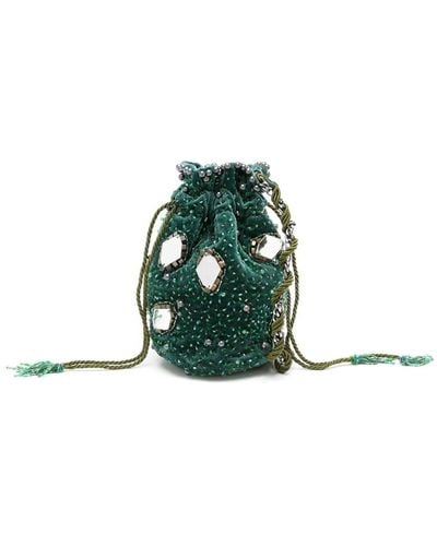Nannacay Mimi Sequin-embellished Mini Bucket Bag - Green