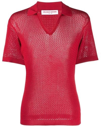 Orlebar Brown Bruno Crochet Polo Shirt - Red