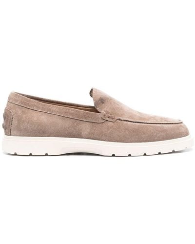 Tod's Suede Leather Loafers - Natural