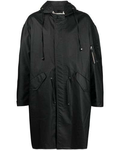 Helmut Lang Parka con cordones y logo estampado - Negro