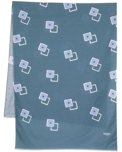 Barba Napoli Sjaal Met Grafische Print - Blauw