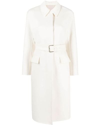 Brunello Cucinelli Single-breasted Belted Coat - White
