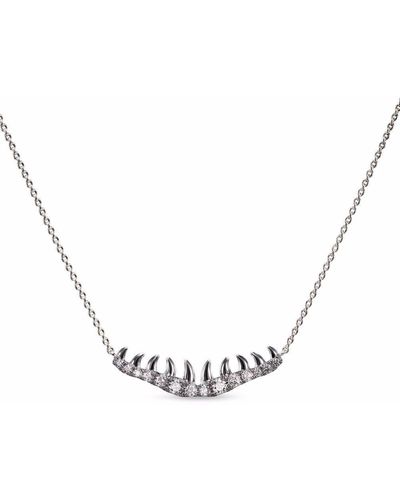 Tasaki 18kt White Gold Collection Line Danger Gulper Diamond Necklace - Metallic