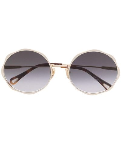 Chloé Runde Sonnenbrille mit Logo-Gravur - Braun