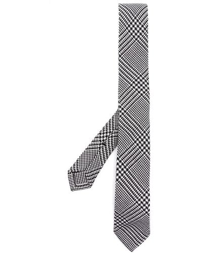 Thom Browne Cravate en laine à motif pied-de-poule - Noir
