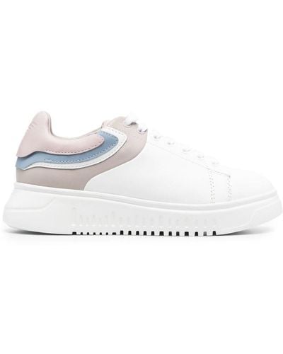 Emporio Armani Embossed-logo Low-top Sneakers - White