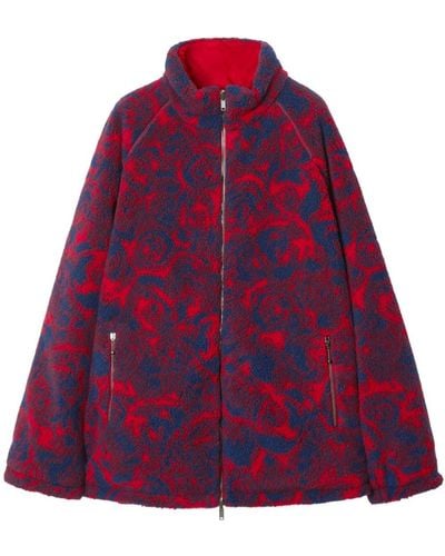Burberry Rose-print Fleece Reversible Jacket - Red