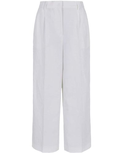 Giorgio Armani Wide-leg Linen Trousers - White
