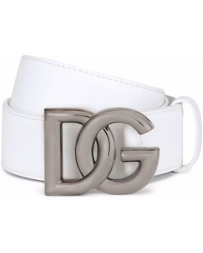Dolce & Gabbana Dgロゴ レザーベルト - ホワイト
