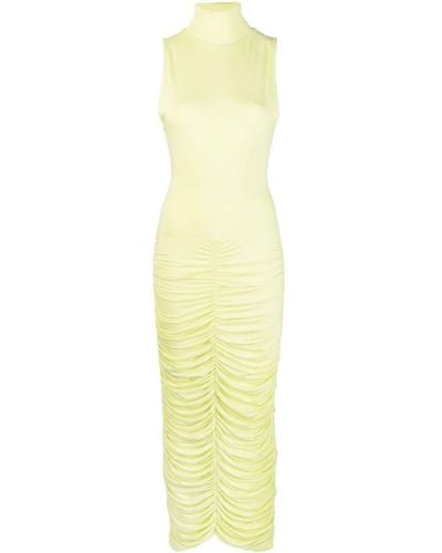Concepto High Neck Ruched Dress - Yellow