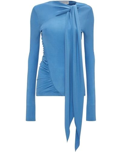 Victoria Beckham Long-sleeve Tie-detail Top - Blue