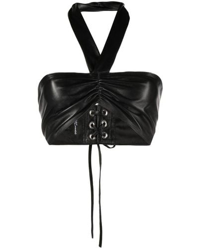 Manokhi Halterneck Leather Top - Black