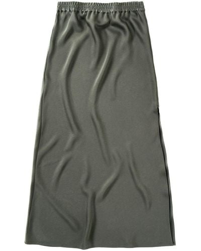 Closed A-line Crepe Maxi Skirt - Gray