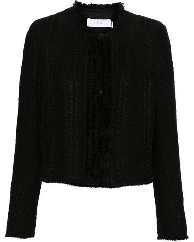 IRO Frayed Tweed Jacket - Black