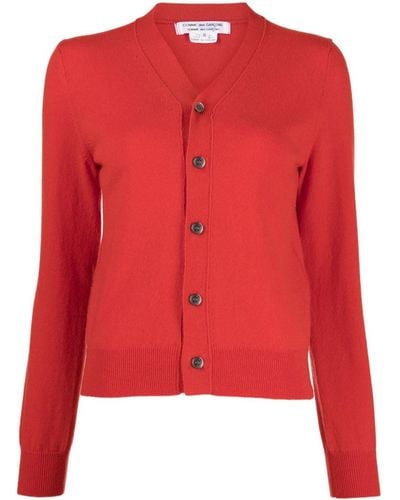 Comme des Garçons V-neck Buttoned Wool Sweater - Red