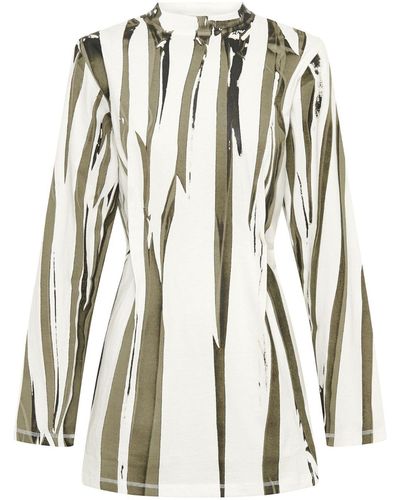 Dion Lee Fang-print Long-sleeved Dress - White