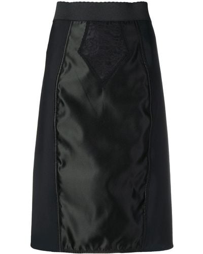 Dolce & Gabbana ドルチェ&ガッバーナ サテンパネル スカート - ブラック