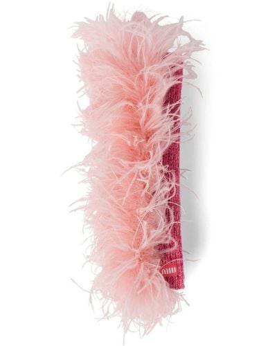 Miu Miu Feather-detail Cashmere Scarf - Pink