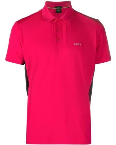 BOSS Poloshirt Met Zijstreep - Roze