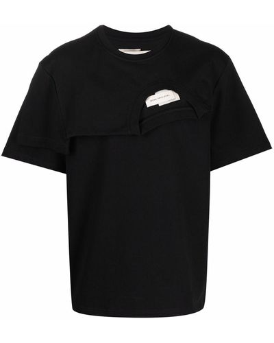 Feng Chen Wang Camiseta asimétrica a capas - Negro