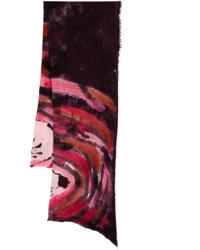 Faliero Sarti Abstract-print Fine-knit Scarf - Red