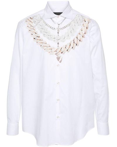 John Richmond Jewelry-print Poplin Shirt - White