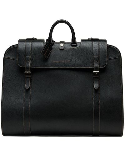 Brunello Cucinelli Leather Suit Cover Bag - Black