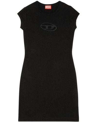 DIESEL Cotton Logo Mini Dress - Black