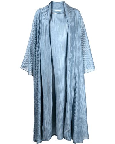 Bambah Plissé Two-piece Kaftan Dress - Blue