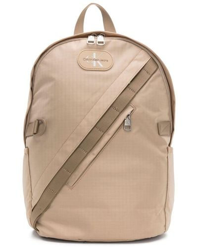 Calvin Klein Logo-patch Ripstop Backpack - Natural