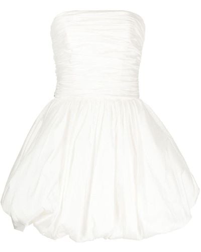 Amsale Taffeta Dropped Waist Mini Dress - White