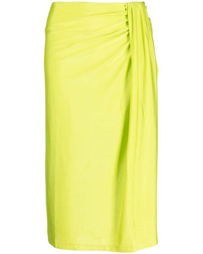 Stine Goya Falda midi con diseño drapeado - Amarillo