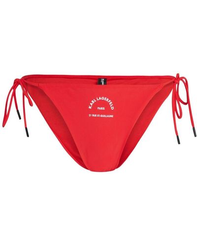 Karl Lagerfeld Logo-print String Bikini Bottoms - Red