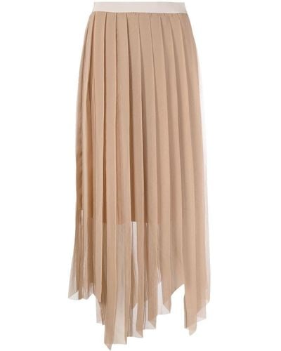 Peserico Pleated Asymmetric Skirt - Natural