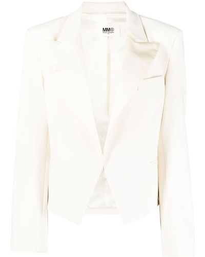 MM6 by Maison Martin Margiela Tailored Padded-shoulder Blazer - White