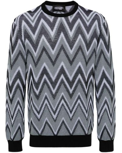 Missoni Zigzag-woven Cotton Sweater - Gray