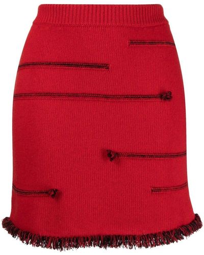 Sonia Rykiel Contrasting-stitch Detail Skirt - Red