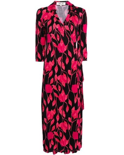 Diane von Furstenberg Abigail Floral-print Silk Dress - Red