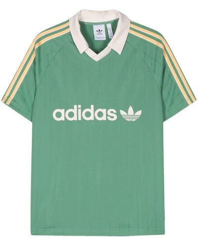adidas T-shirt rayé à logo imprimé - Vert