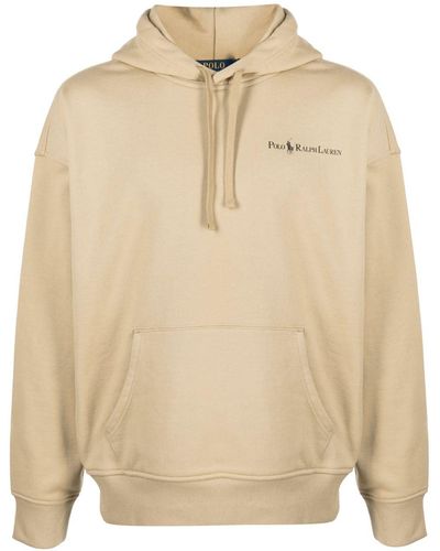 Polo Ralph Lauren Logo-print Jersey Hoodie - Natural